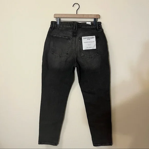 NWT Good American Good Girlfriend High Black217 Tapered-Leg High-Rise Jeans - Picture 10 of 10